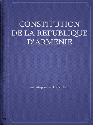 cover image of Constitution de la République d'Arménie